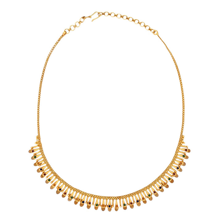 22K Yellow Gold Multi-Color Artisan Pendant Necklace (16)