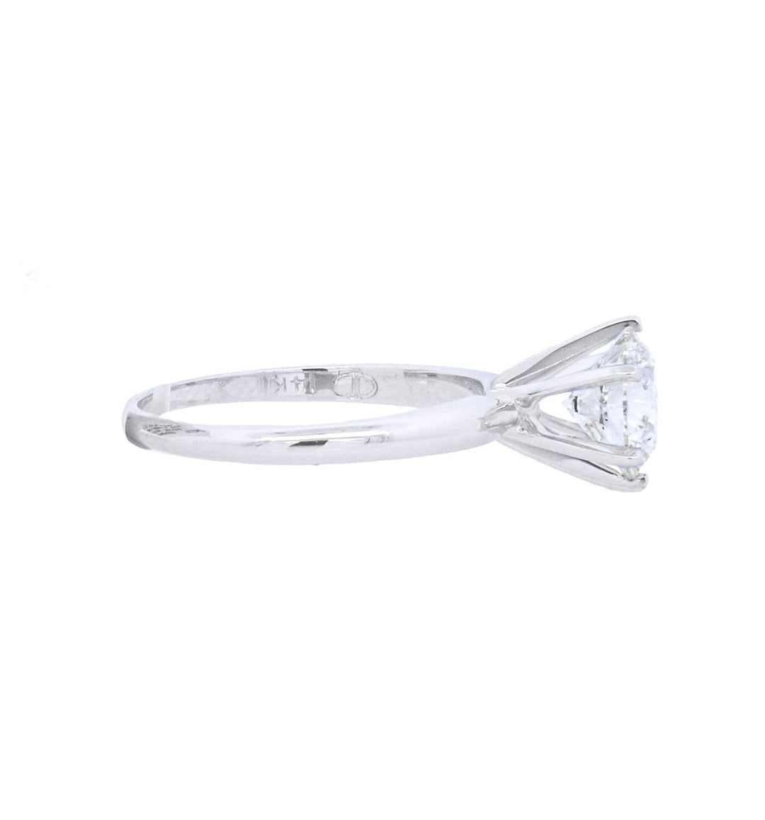 14K White Gold Round Diamond 1.57Ct Solitaire Engagement Ring