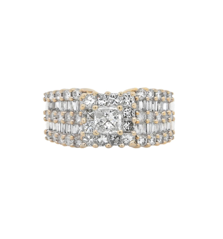 14K Yellow Gold Multi-Cut Diamond Fashion Ring