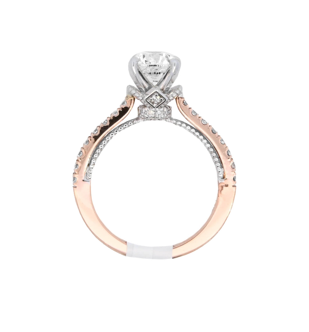 14K Two- Tone Round Diamond 1.01Ct Solitaire Engagement Ring