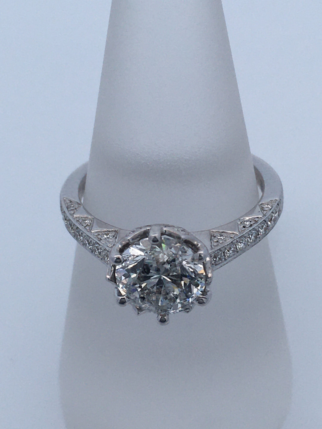 18K White Round Diamond 1.86Ct Solitaire Engagement Ring