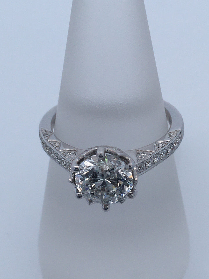 18K White Round Diamond 1.86Ct Solitaire Engagement Ring