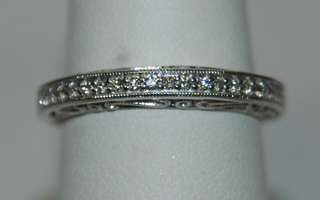 Vintage 14K White Gold Diamond Women's Wedding Band