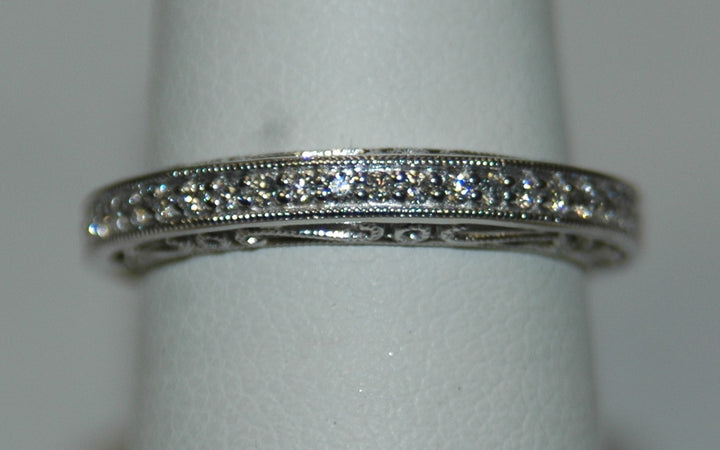 Vintage 14K White Gold Diamond Women's Wedding Band