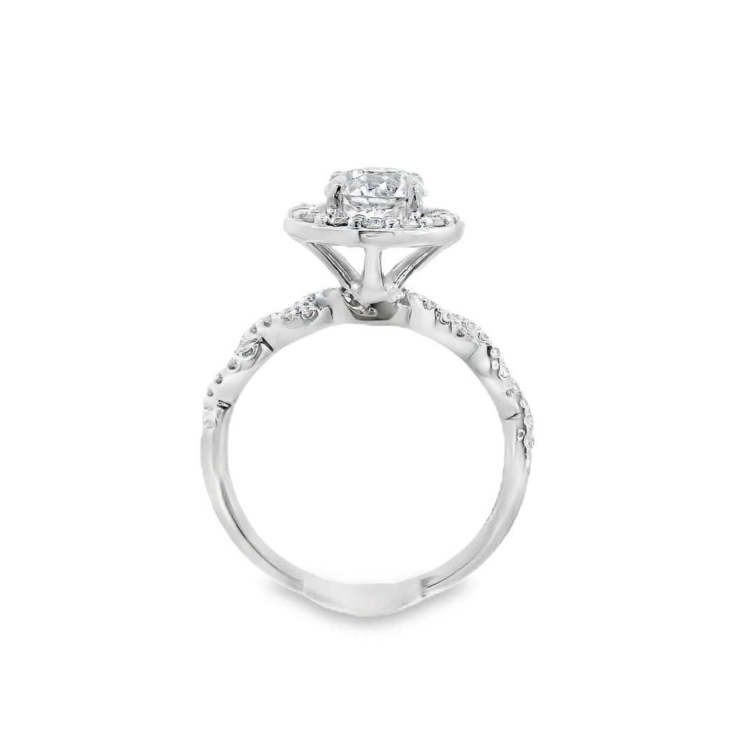 14K White Round Diamond 1.08Ct Solitaire Engagement Ring