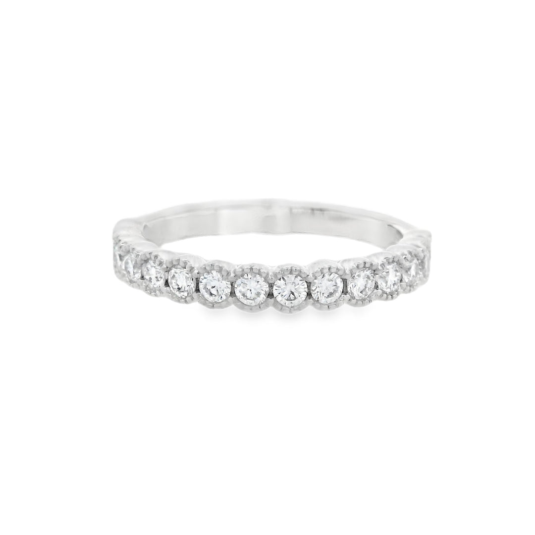 14K White Gold Round Diamond Wedding Band