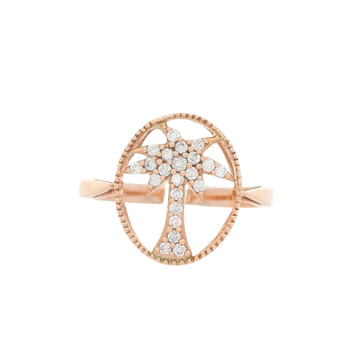 14K Rose Gold 0.20ct. Diamond Palm Tree Fashion Ring