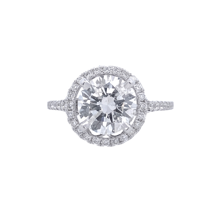 14K White Gold 2.10Ct Round Diamond Halo Engagement Ring