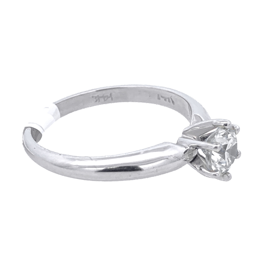 14K White Round Diamond 0.50Ct Solitaire Engagement Ring