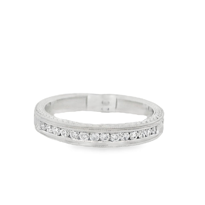 18K White Gold 0.20ct Diamond Vintage Women's Wedding Band