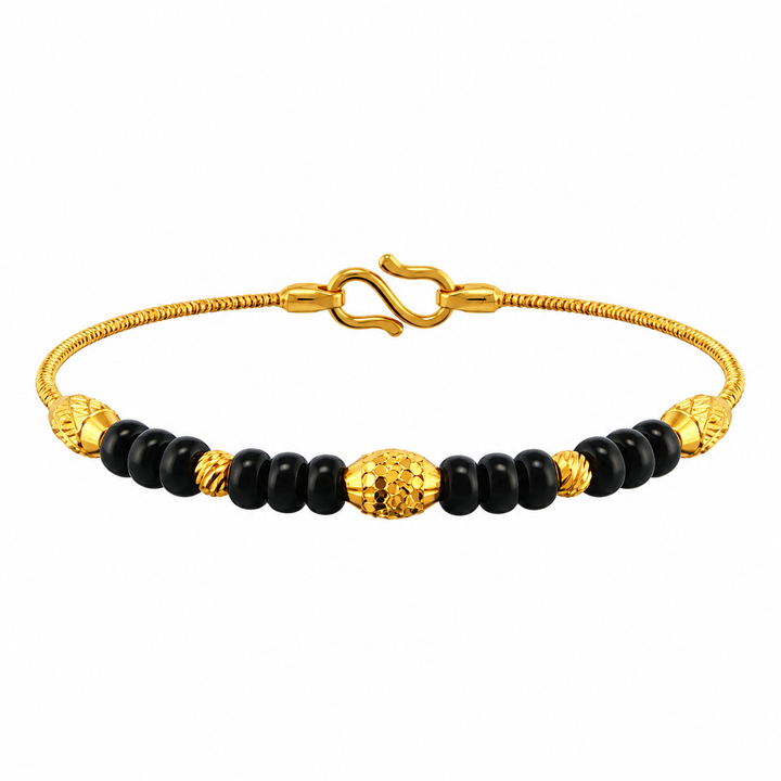 22K Yellow Gold Black & Gold Beaded Baby Bangle