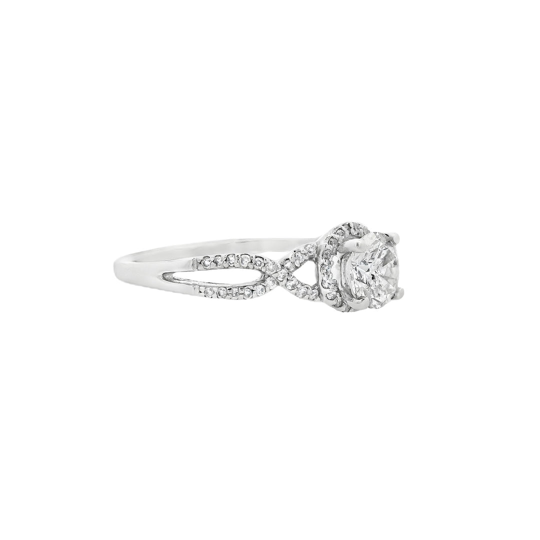 18K White Round Diamond 0.56Ct Halo Engagement Ring