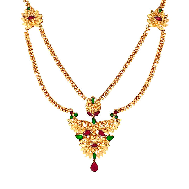 22K Yellow Gold Traditional Persian Minakari Artisan Necklace