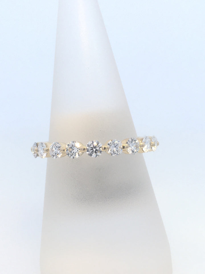 14K Yellow Gold 0.93ct Round Diamond Bubble Band