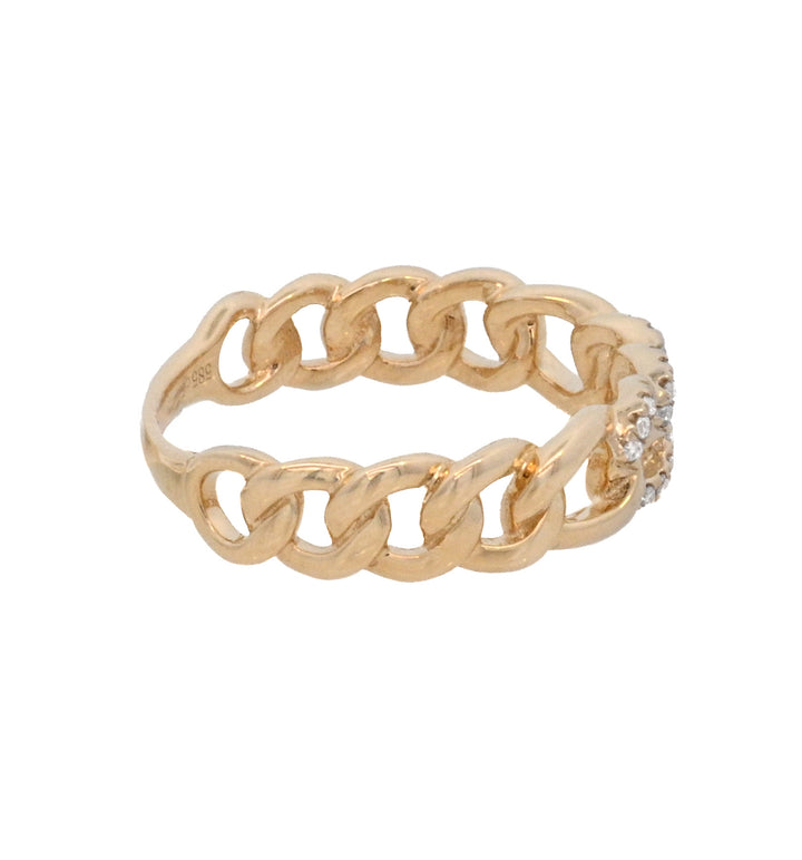14K Yellow Gold 0.08ct Diamond Cuban Link Fashion Ring