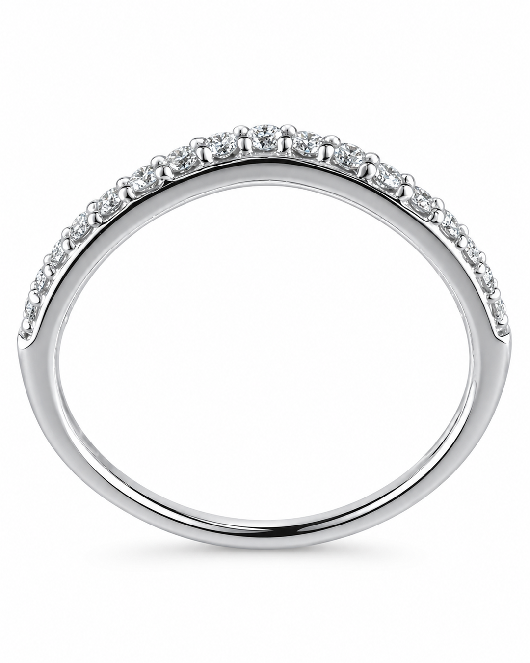 14K White Gold 0.25ct Diamond Curved Women's Wedding Band
