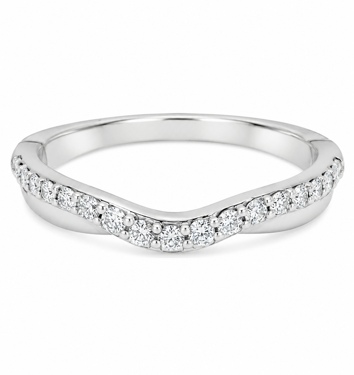 14K White Gold 0.25ct Diamond Curved Women's Wedding Band