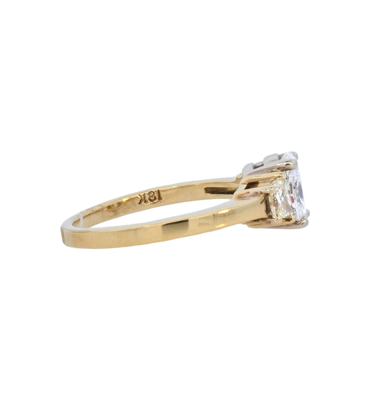 18K Yellow Gold 1.50Ct Oval Diamond 3-Stone Engagement Ring