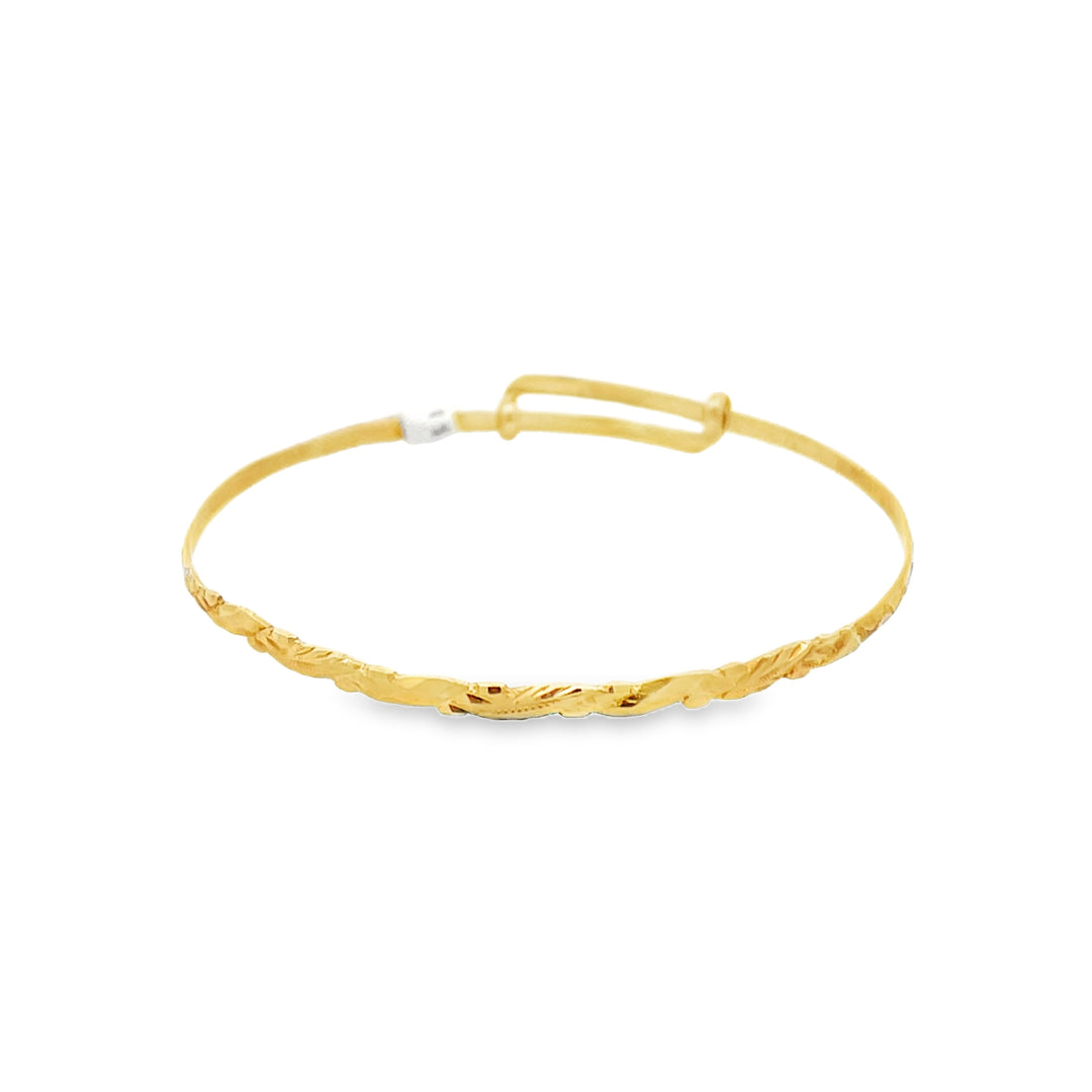 22K Yellow Gold Elegant Adjustable Bangle Bracelet