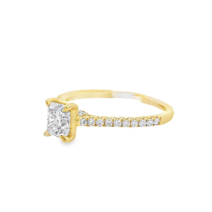 14K Yellow Radiant Diamond 0.75Ct Solitaire Engagement Ring