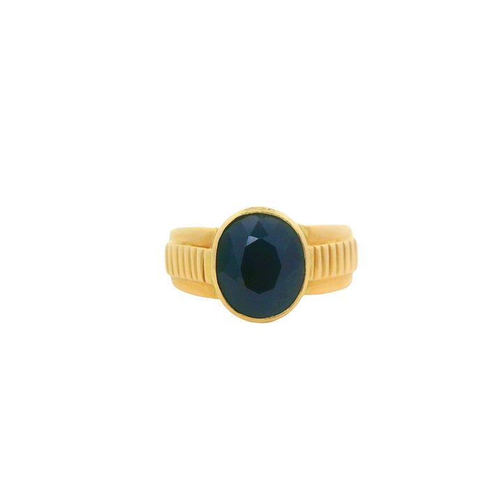 22K Yellow Gold Sapphire Solitaire Statement Ring