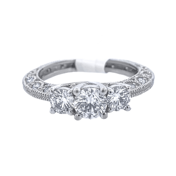 14K White Gold Diamond 1.25Ct Three- Stone Engagement Ring