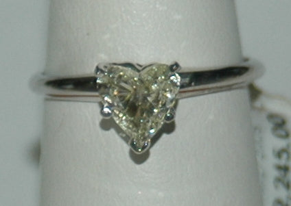 14K White Heart Diamond 0.59Ct Solitaire Engagement Ring