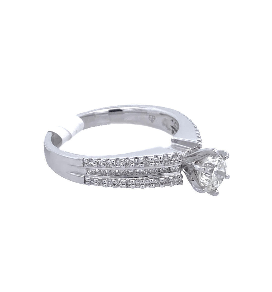 14K White Gold 0.57Ct Round Diamond Solitaire Ring