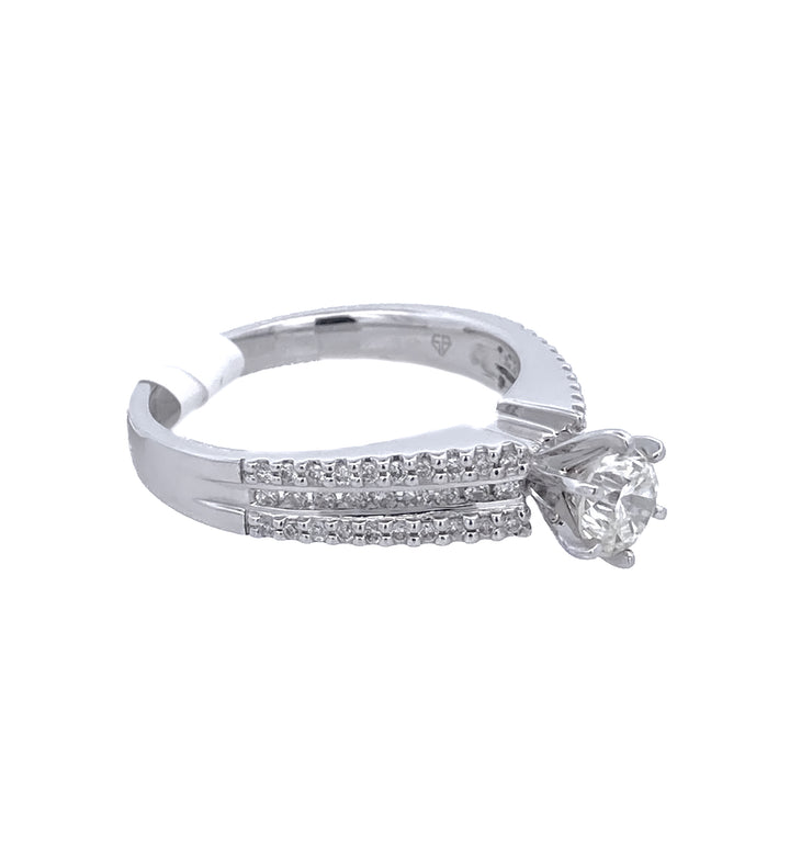 14K White Gold 0.57Ct Round Diamond Solitaire Ring