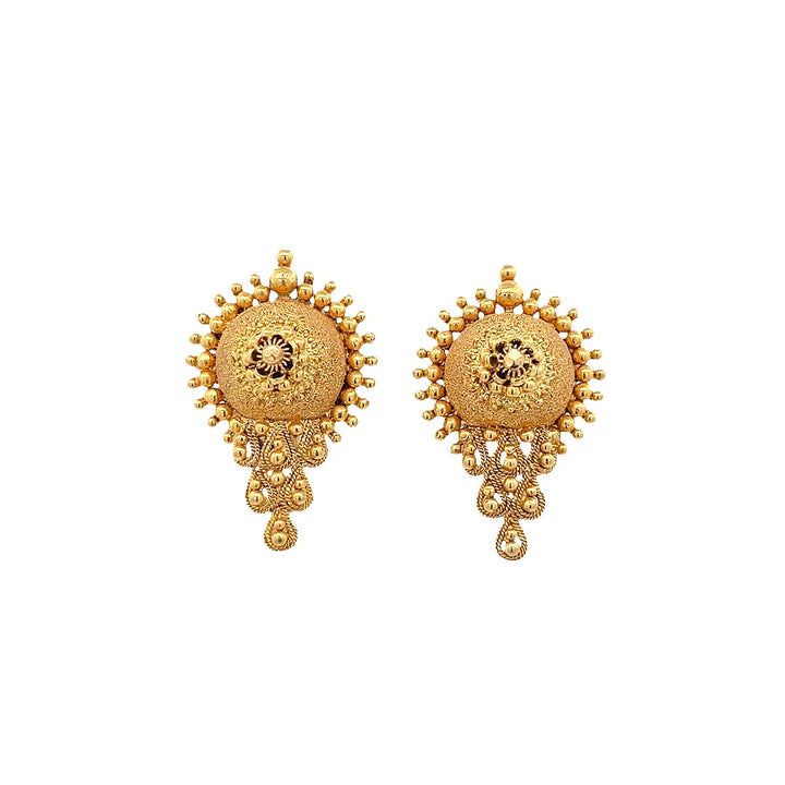 22K Yellow Gold Classic Buky Screw Back Earrings