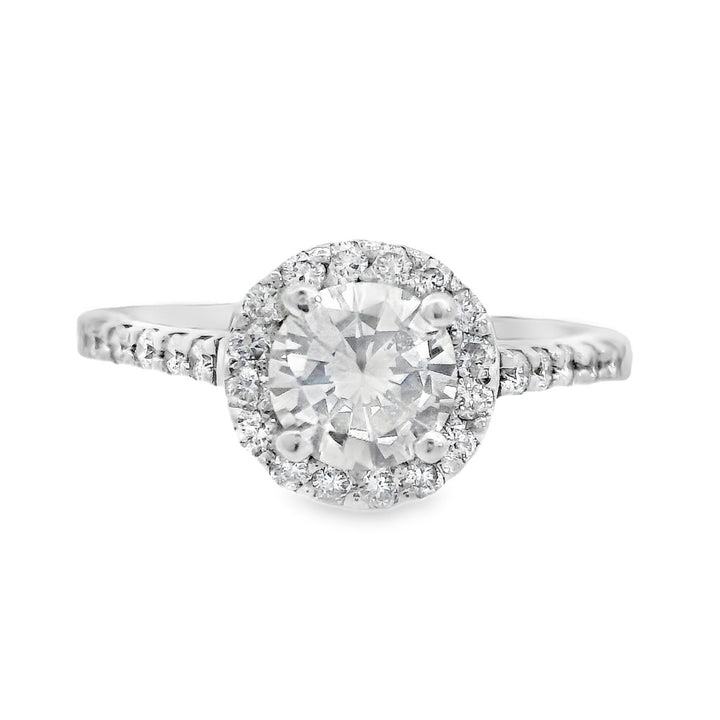 14K White Round Diamond 0.75Ct Halo Engagement Ring