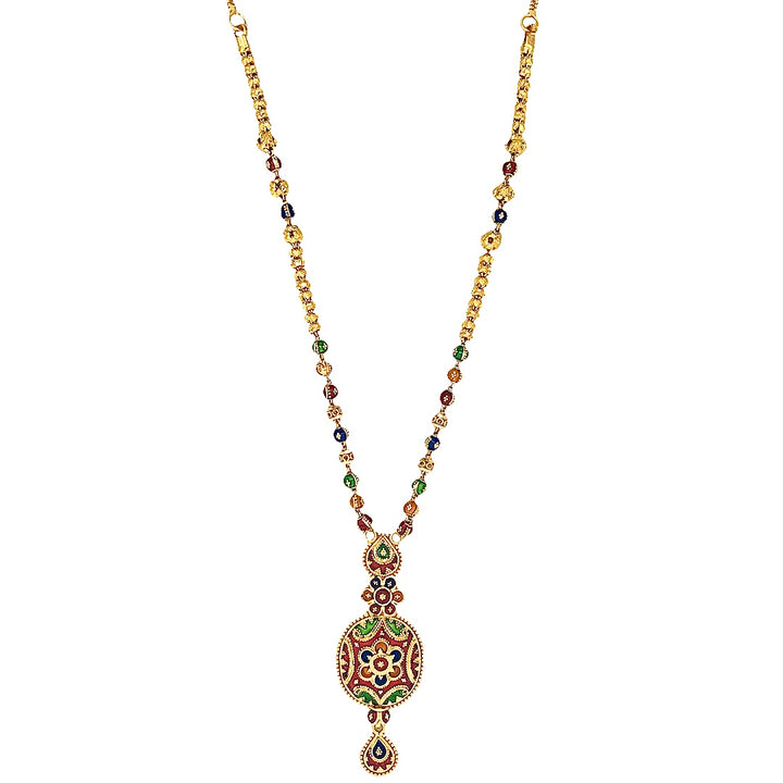 22K Yellow Gold Multi-Color Beaded Statement Necklace