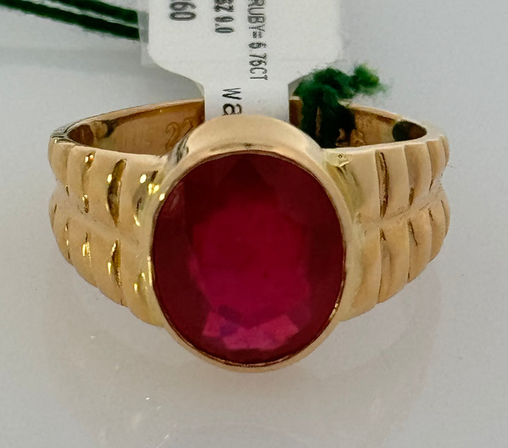 22K Yellow Gold Ruby Solitaire Ring