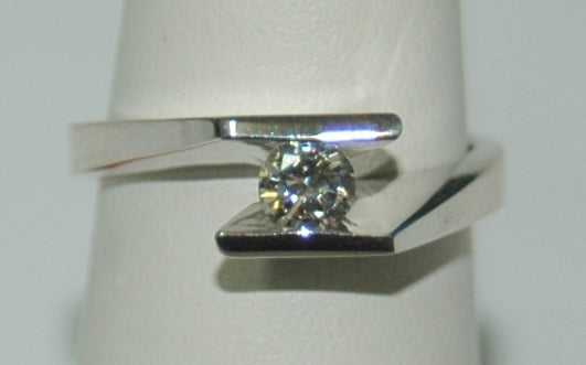 14K White Round Diamond 0.25Ct Tension Set Engagement Ring