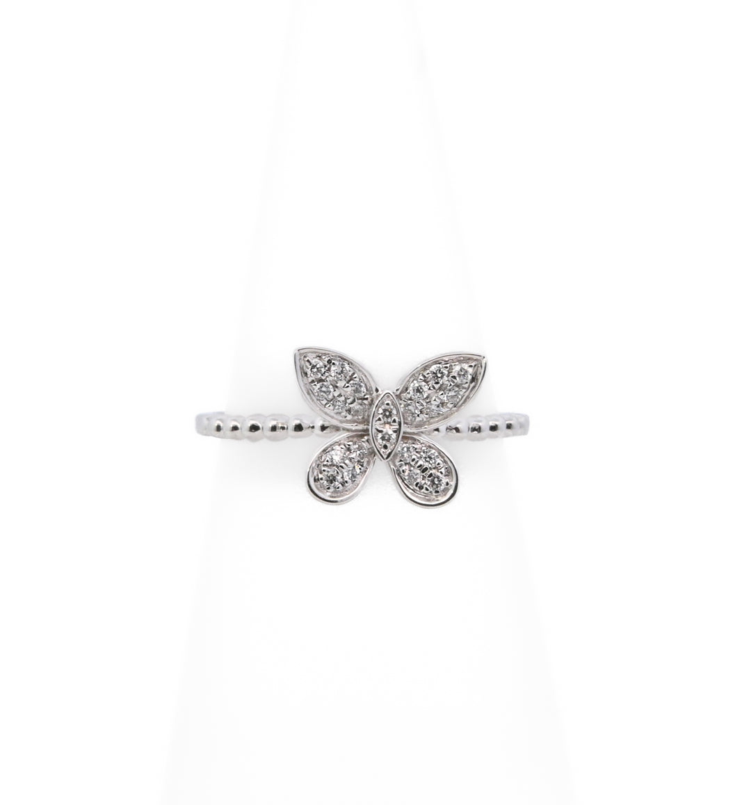 14K White Gold 0.22ct. Diamond Butterfly Fashion Ring