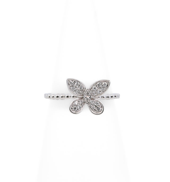 14K White Gold 0.22ct. Diamond Butterfly Fashion Ring