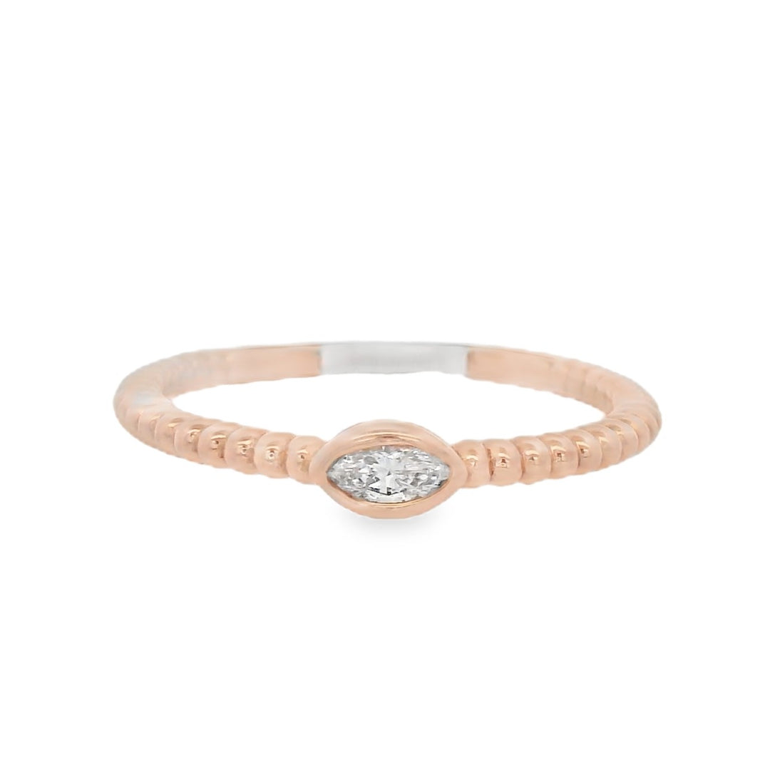 18K Rose Gold 0.08ct Marquise Diamond Stackable Ring