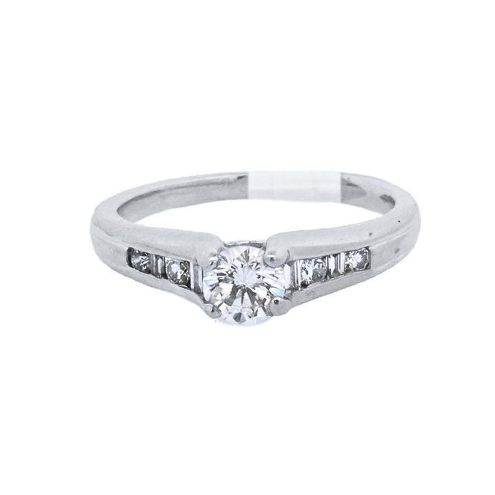 Platinum Round Diamond 0.50Ct Contemporary Engagement Ring