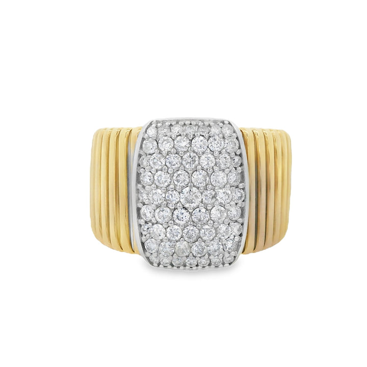 18K Yellow Gold 0.96ct. Diamond Cluster Cocktail Fashion Ring