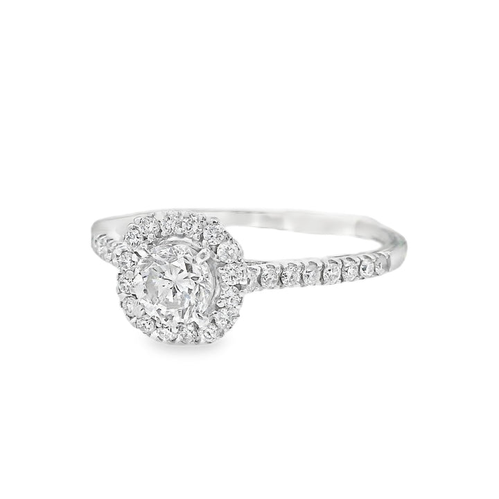 18K White Round Diamond 0.50Ct Halo Engagement Ring