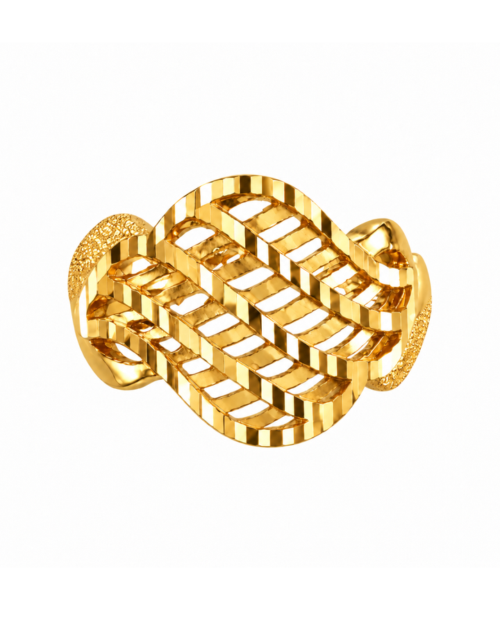 22K Yellow Gold Decorative Artisan Ring, Size 6