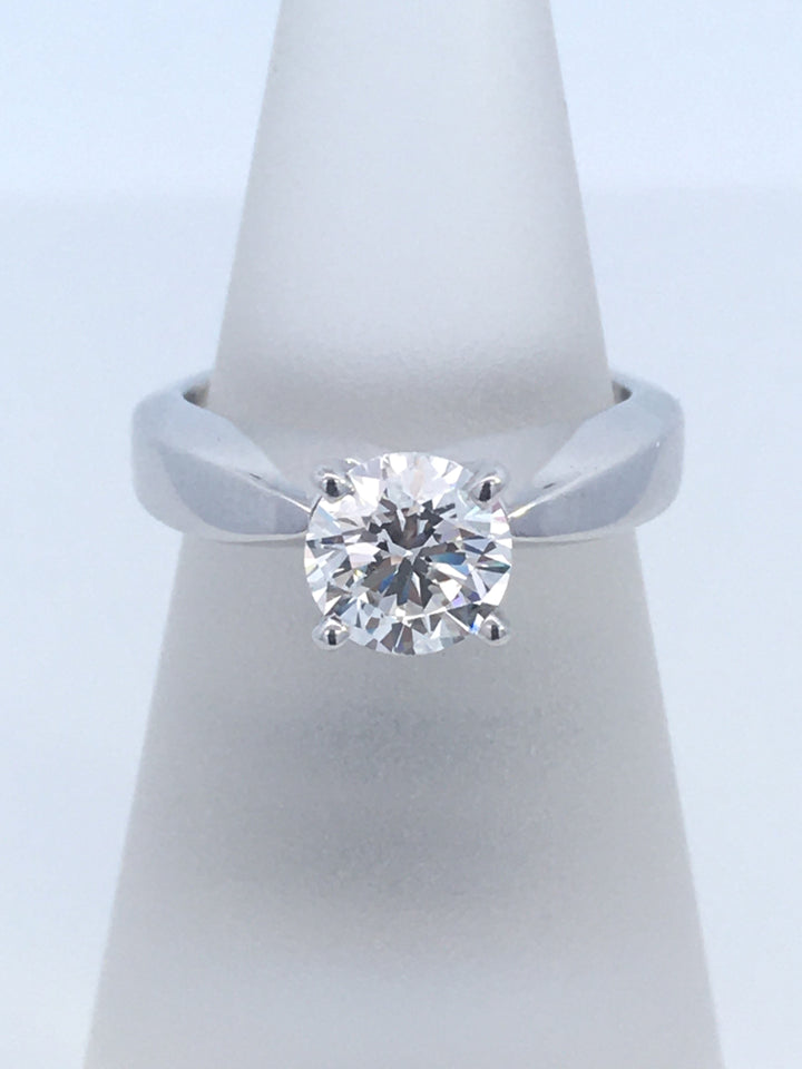 14K White Round Diamond 1.00Ct Solitaire Engagement Ring