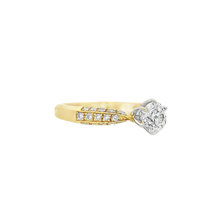 18K Yellow Round Diamond 0.53Ct Solitaire Engagement Ring