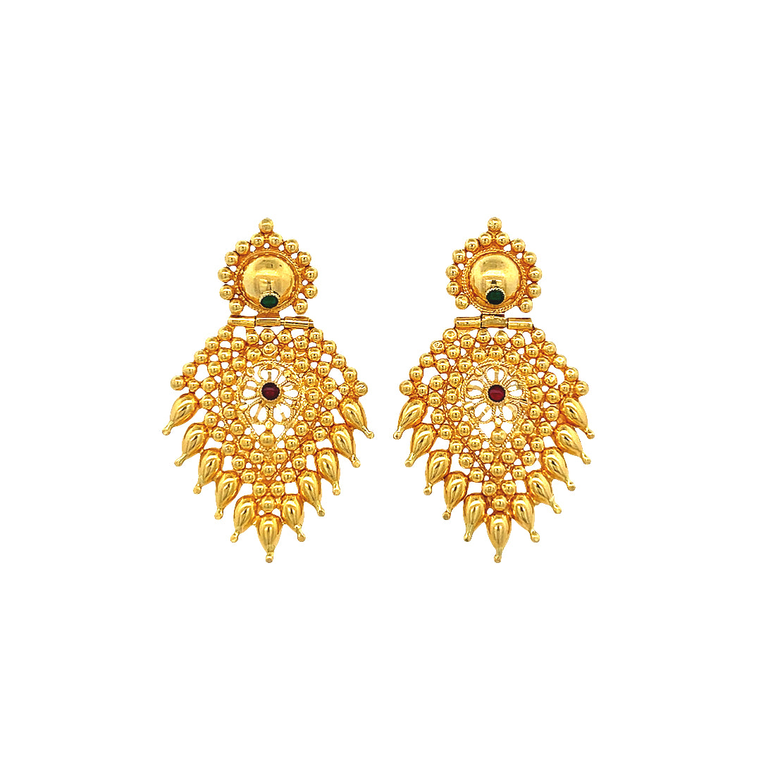 22K Yellow Gold Classic Elegant Earrings