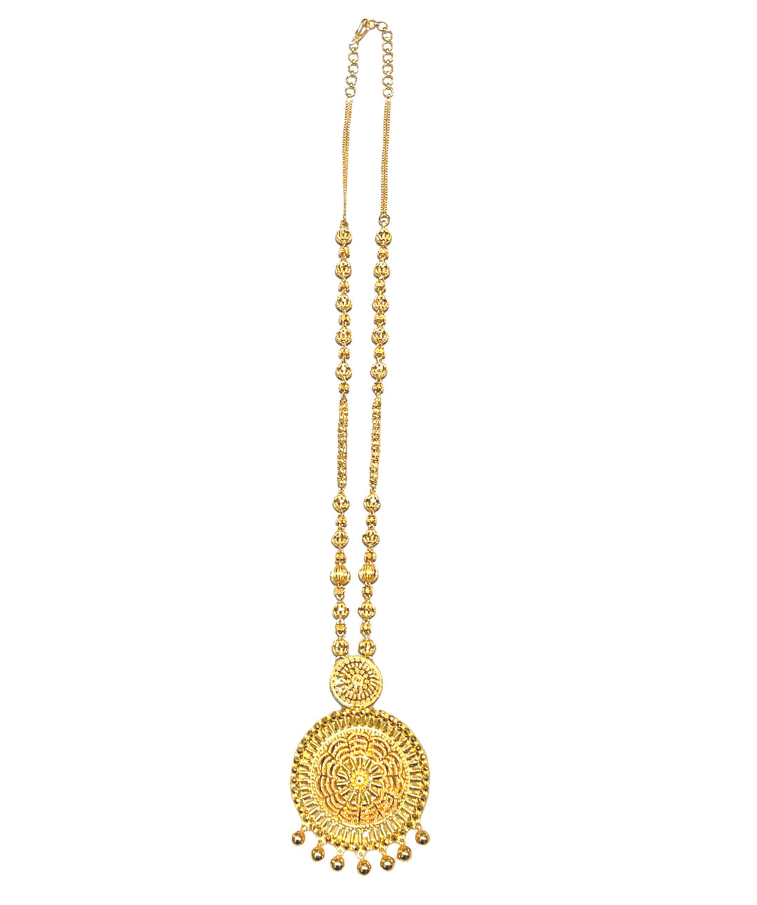 22K Yellow Gold Diamond Cut Necklace with Matching Earrings