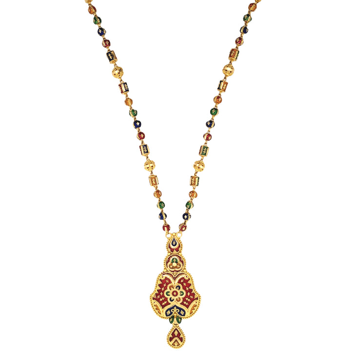 22K Yellow Gold Multi-Color Beaded Statement Necklace