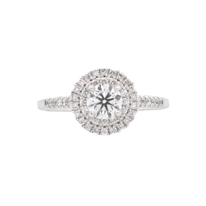 18K White Round Diamond 0.51Ct Halo Engagement Ring