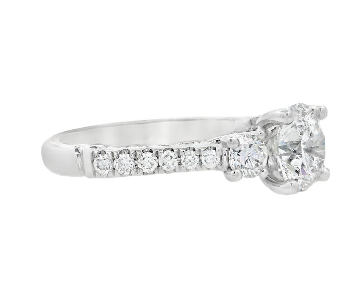 14K White Round Diamond 1.51Ct 3 Stone Engagement Ring