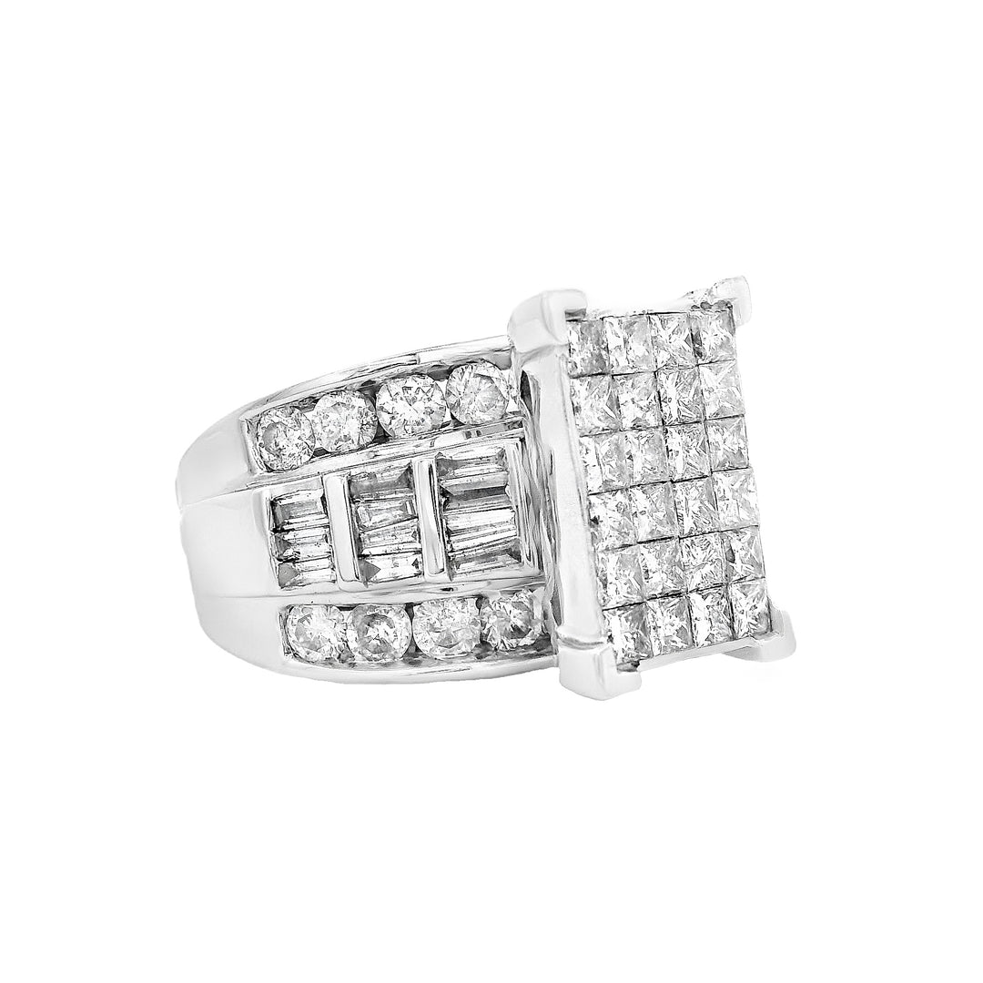 14K White Gold 3.50ct. Diamond Cluster Fashion Ring