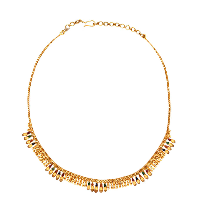 22K Yellow Gold Multi-Color Statement Necklace